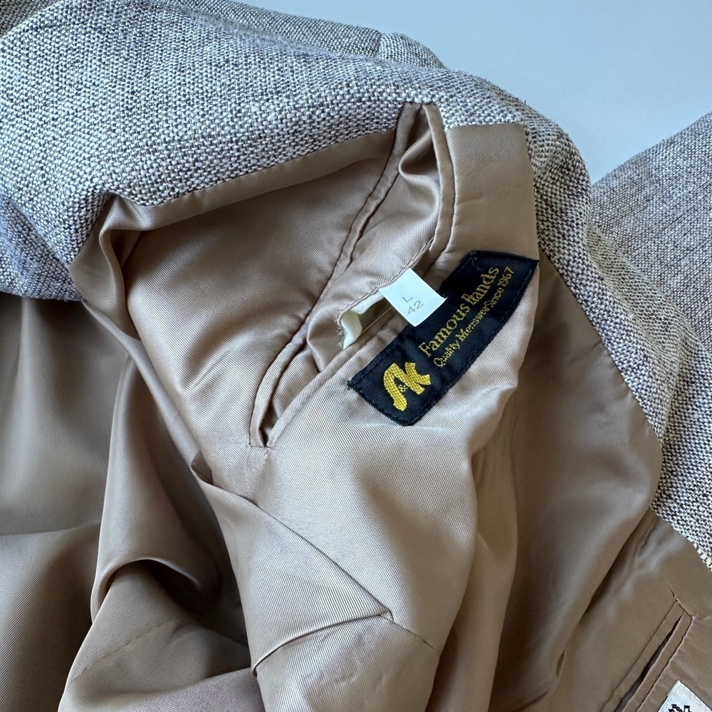 Bert Pulitzer Collector’s Edition Pure Silk Tan Gray Blazer Sport Coat Men’s 42 - Picture 4 of 12